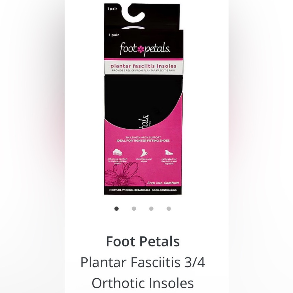 5/$30 Foot Petals 3/4 Length Arch Support Plantar Fasciitis Insoles 9-10.5 NWT